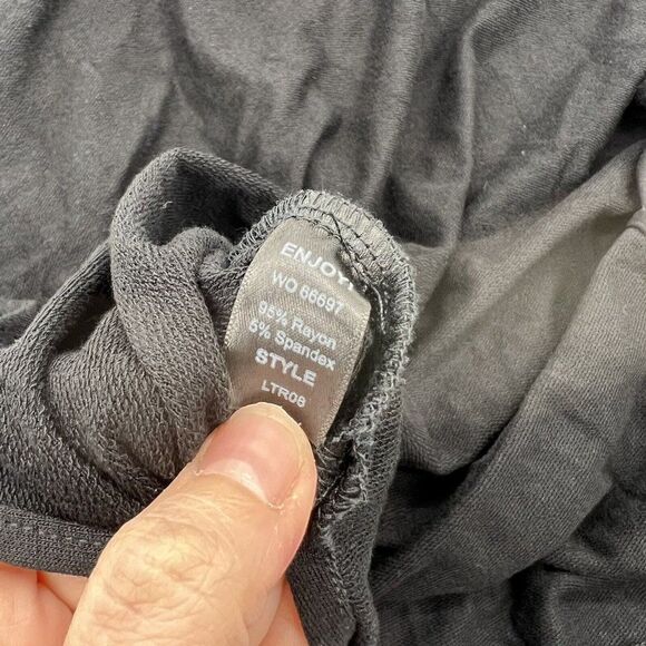 Michael Stars Deep Cowl Neck Knit Top Black High Low Side Slit Small - Picture 4 of 4